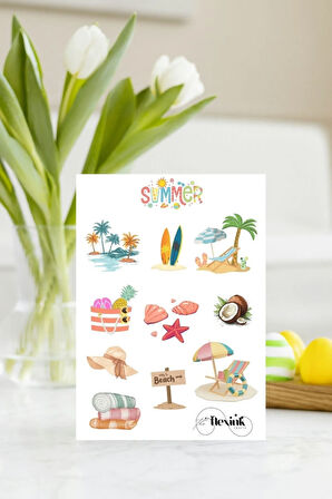 Summer-Yaz Sticker Scrapbook Ajanda Journal Bullet Planner Telefon Çıkartma