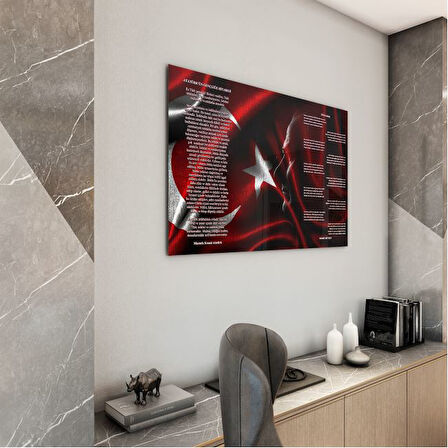 Atatürk Gençliğe Hitabe Cam Tablo - Yatay Motif 01-03