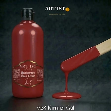 ART IST Multisurfaces Su Bazlı Akrilik Boya 500 ml - 028 Kırmızı Gül