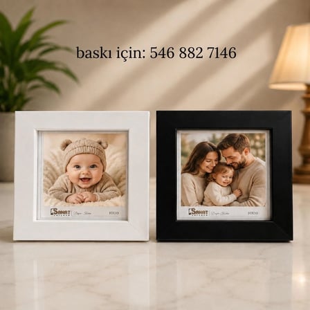 Dekoratif Çerçeve 10x10 cm - Ahşap Arkalıklı Masaüstü Sanat Çerçeve