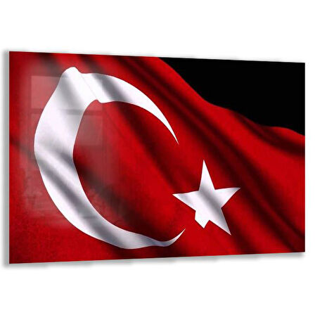 Türk Bayrağı Cam Tablo - Dikey Motif 01-004