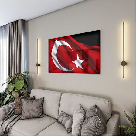 Türk Bayrağı Cam Tablo - Dikey Motif 01-004