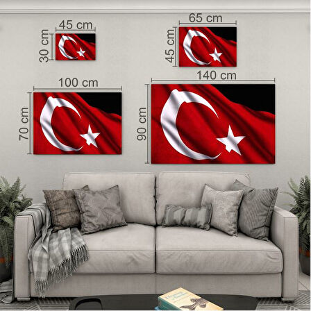 Türk Bayrağı Cam Tablo - Dikey Motif 01-004