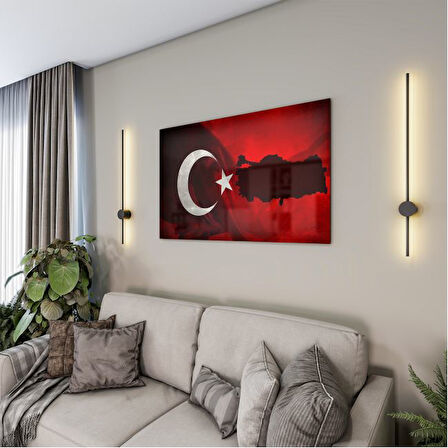 Türk Bayrağı Cam Tablo - Dikey Motif 01-005