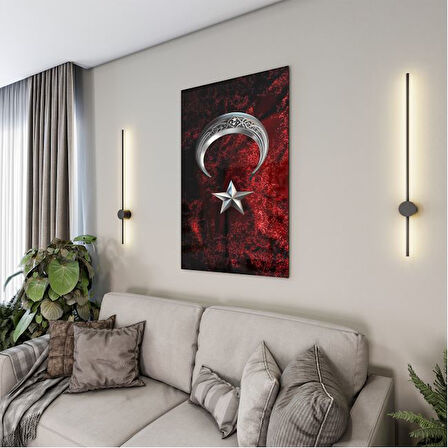 Türk Bayrağı Cam Tablo - Yatay Motif 01-004
