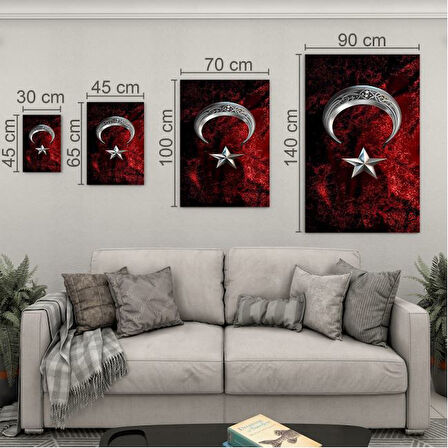 Türk Bayrağı Cam Tablo - Yatay Motif 01-004