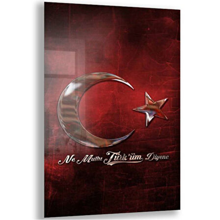 Türk Bayrağı Cam Tablo - Yatay Motif 01-005