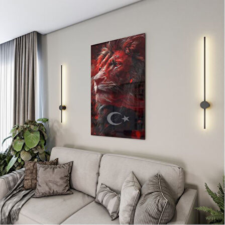 Türk Bayrağı Cam Tablo - Yatay Motif 01-006
