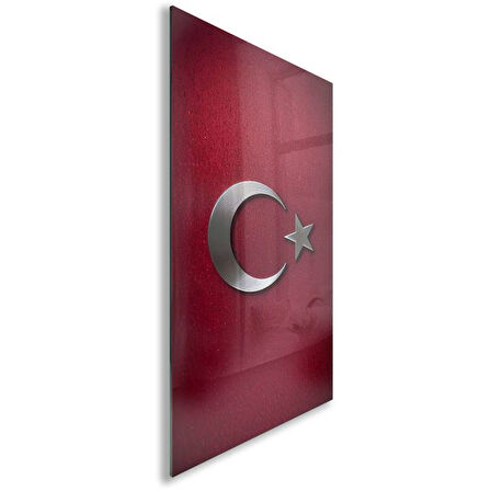 Türk Bayrağı Cam Tablo - Yatay Motif 01-023