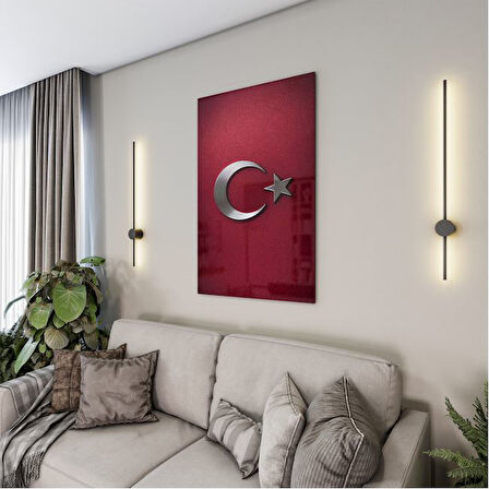 Türk Bayrağı Cam Tablo - Yatay Motif 01-023