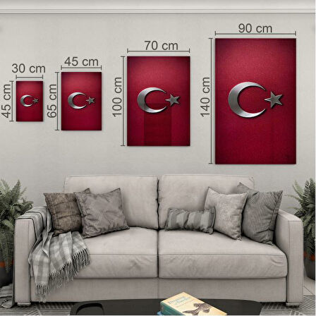 Türk Bayrağı Cam Tablo - Yatay Motif 01-023