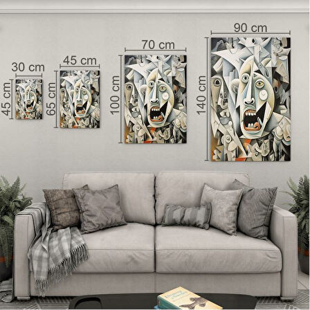 Sanatsal Cam Tablo - Kübizm - Dikey Motif 02-003