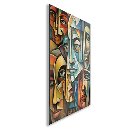 Sanatsal Cam Tablo - Kübizm - Dikey Motif 02-005