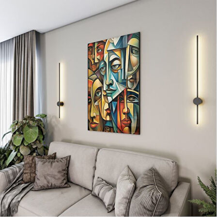Sanatsal Cam Tablo - Kübizm - Dikey Motif 02-005