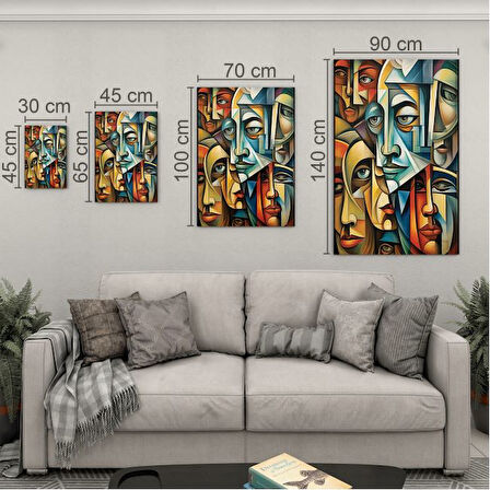 Sanatsal Cam Tablo - Kübizm - Dikey Motif 02-005