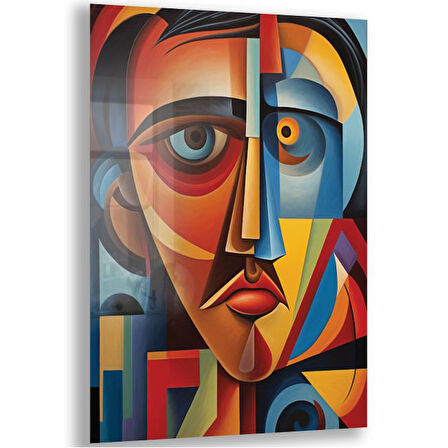 Sanatsal Cam Tablo - Kübizm - Dikey Motif 02-014