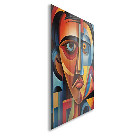 Sanatsal Cam Tablo - Kübizm - Dikey Motif 02-014