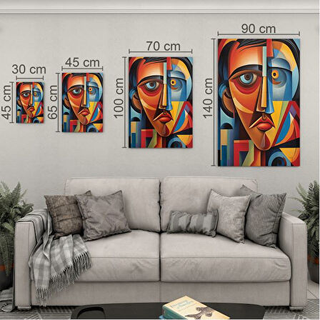 Sanatsal Cam Tablo - Kübizm - Dikey Motif 02-014