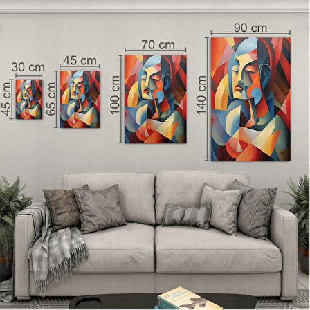 Sanatsal Cam Tablo - Kübizm - Dikey Motif 02-019