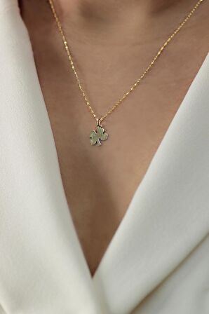 14 Ayar Altın Yonca Kolye