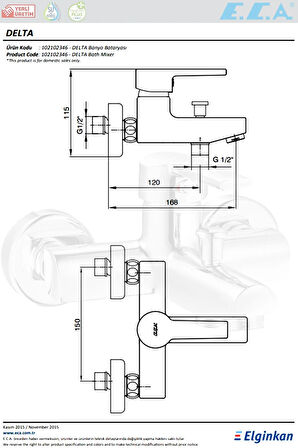 E.C.A Delta Banyo Duş Bataryası 102102346
