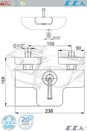 E.c.a Novita Banyo Bataryası 20 Yıl Garantili Banyo Bataryası 102102447H