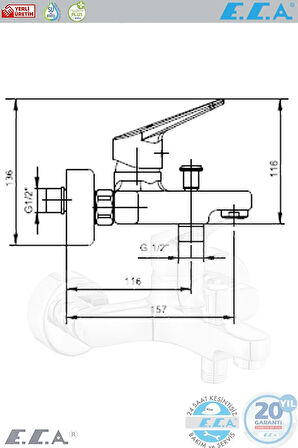 Spylos Banyo Duş Bataryası Banyo Armatür Musluk Banyo Bataryası 102102494