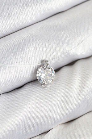 Misineli Zirkon Taşlı Model Gümüş Renk Hayalet Kolye