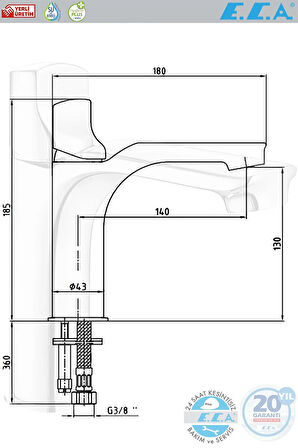 E.C.A Myra Banyo Lavabo Bataryası 102108986H E.c.a. 20 Yıl Garantili