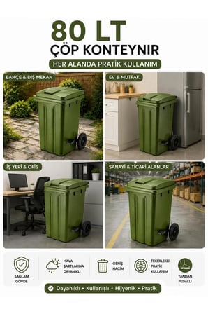 85 LT Tekerlekli Pedallı Çöp Konteyneri
