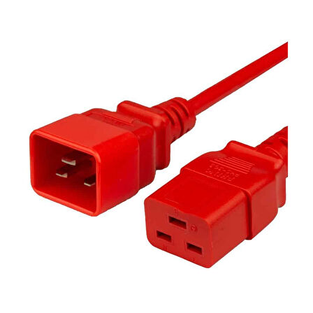 C19-C20 Soketli 3x1.5mm. 1 Metre Power-Güç Kablosu Kırmızı