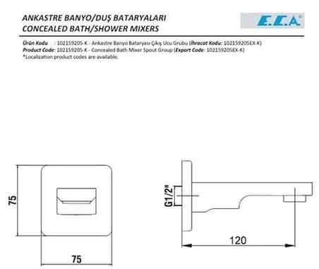 Eca Tiera Ankastre Banyo Bataryası Çıkış Ucu Grubu Mat Siyah