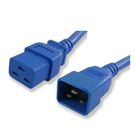 C19-C20 Soketli 3x1.5mm. 1 Metre Power-Güç Kablosu Mavi