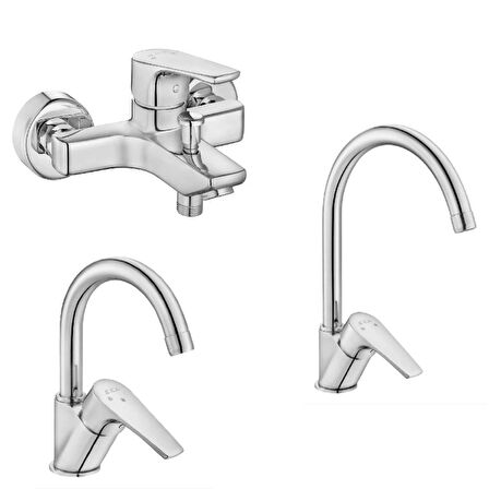Adnoss E.C.A Niobe 3'lü Batarya Seti: Banyo-Kuğu Lavabo-Eviye Bataryası-102188054-102118098-102102482