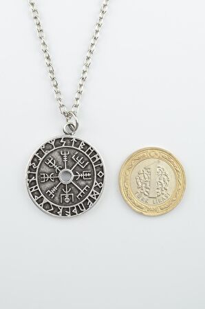 2'li Viking Pusula Sembol - Kılıç Yarasa Yılan Erkek Kadın Kolye Seti 925 Ayar Gümüş Kaplama