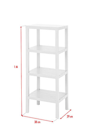 4 Katlı Beyaz Raf Kitaplık & Banyo Düzenleyicisi 100 cm