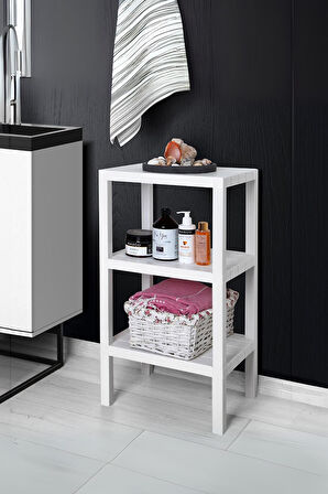 3 Katlı Beyaz Raf Kitaplık & Banyo Düzenleyicisi 73,5 cm