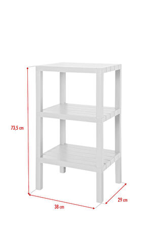 3 Katlı Beyaz Raf Kitaplık & Banyo Düzenleyicisi 73,5 cm