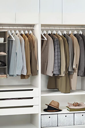 6’lı Ahşap Görünümlü Askı Beyaz 44 cm