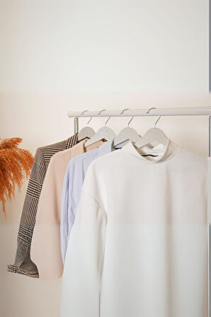 6’lı Ahşap Görünümlü Askı Beyaz 44 cm