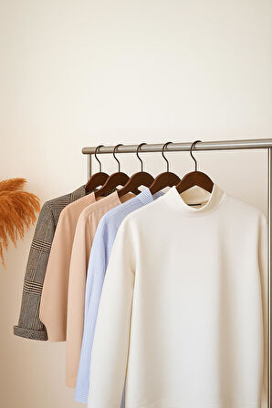 6’lı Ahşap Görünümlü Askı Kahve 44 cm