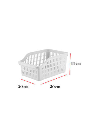 6’lı Geniş Buzdolabı Organizeri Düzenleyici Çok Amaçlı Dolap Düzenleyici Beyaz 20x30x14 cm