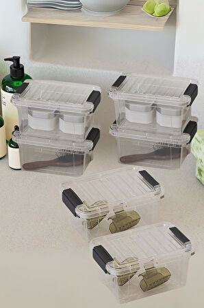 6’lı Şeffaf Saklama Kutusu & Düzenleme Kutusu 1 Lt