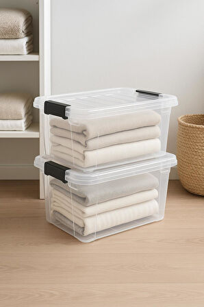 2’li Şeffaf Saklama Kutusu & Düzenleme Kutusu & Oyuncak Kutusu 34 Lt