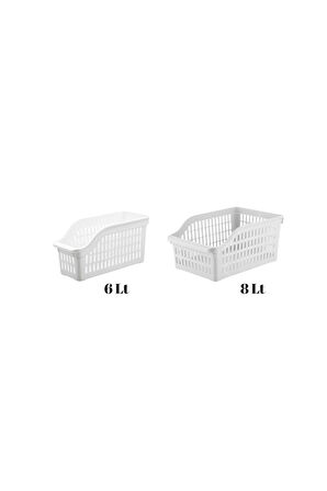 6’lı Buzdolabı Organizeri Düzenleyici Çok Amaçlı Dolap Düzenleyici Beyaz 12x30x14 cm