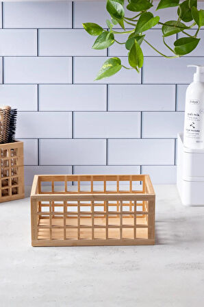 Bambu Organizer Büyük Dolap İçi Düzenleyici Sepet 18x26 cm