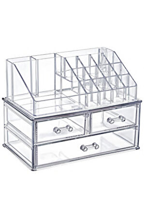 Makyaj Organizeri & 3 Çekmeceli Kozmetik Ürün Raf Düzenleyici & Takı Kutusu & Organizer