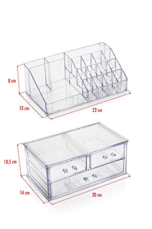 Makyaj Organizeri & 3 Çekmeceli Kozmetik Ürün Raf Düzenleyici & Takı Kutusu & Organizer