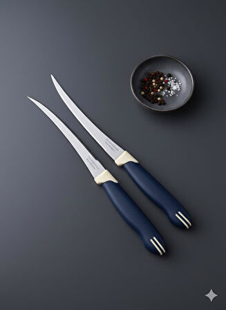 Tramontina 2’li Uzun Kıvrık Bıçak Seti Paslanmaz Çelik Lacivert
