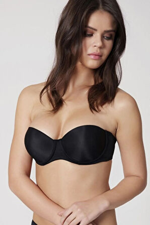Kadın Siyah Straplez Desteksiz Sütyen 2550
